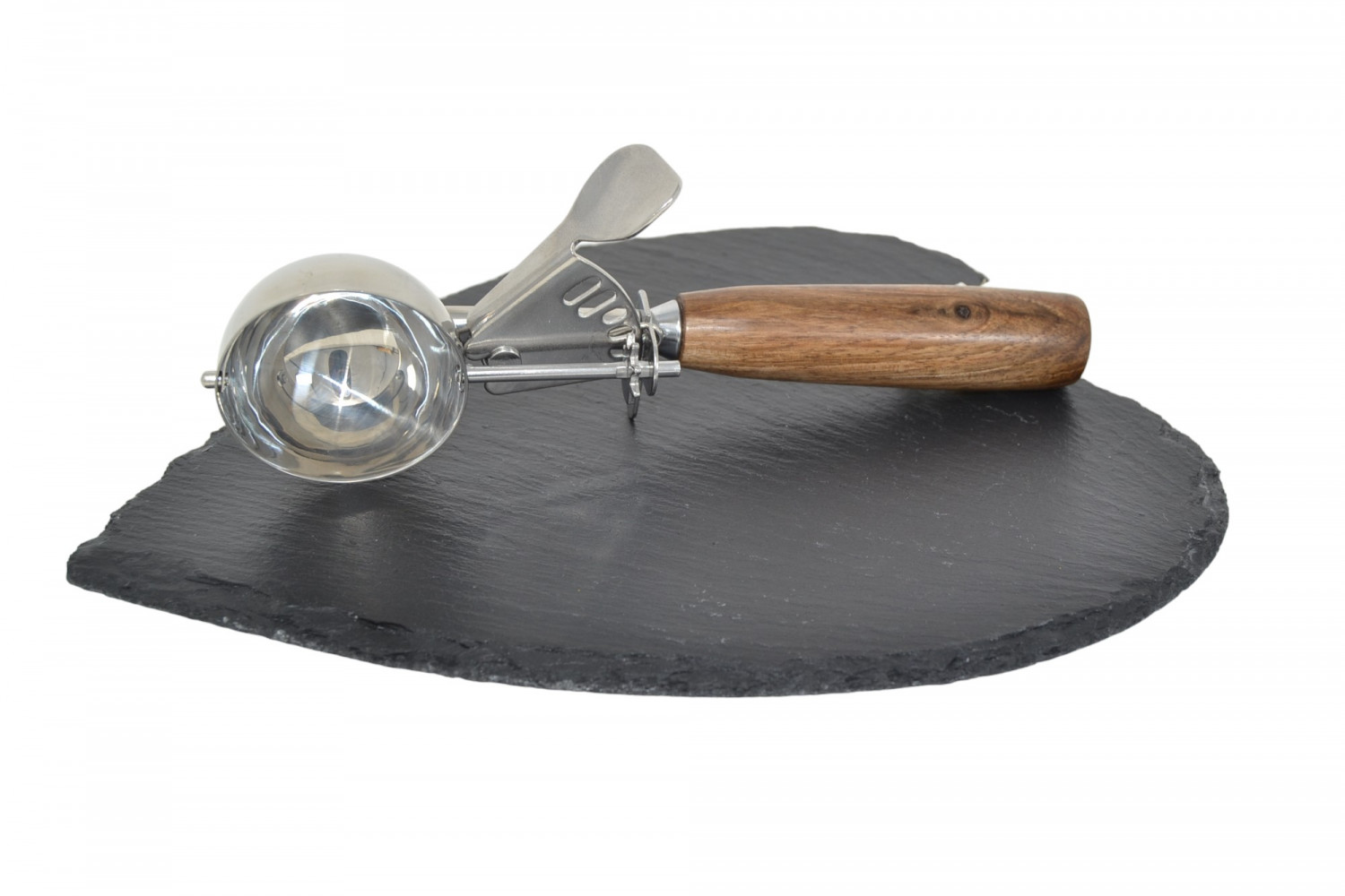 Holz Eisportionierer Eislöffel Eis Walnuss handgefertigt Handarbeit Edelstahl Unikat