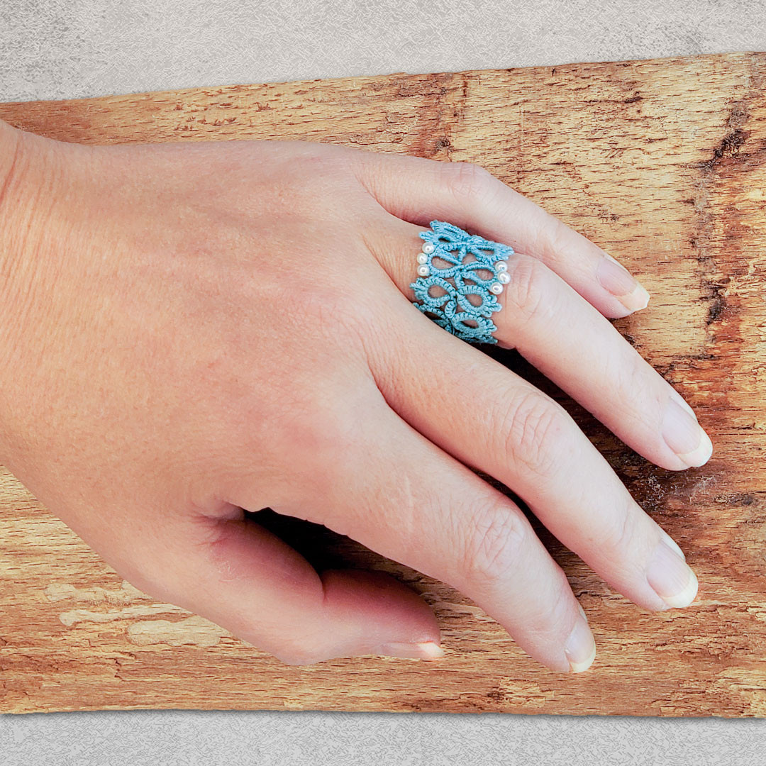 Ring Vasilissa, türkis mit Saatperlen