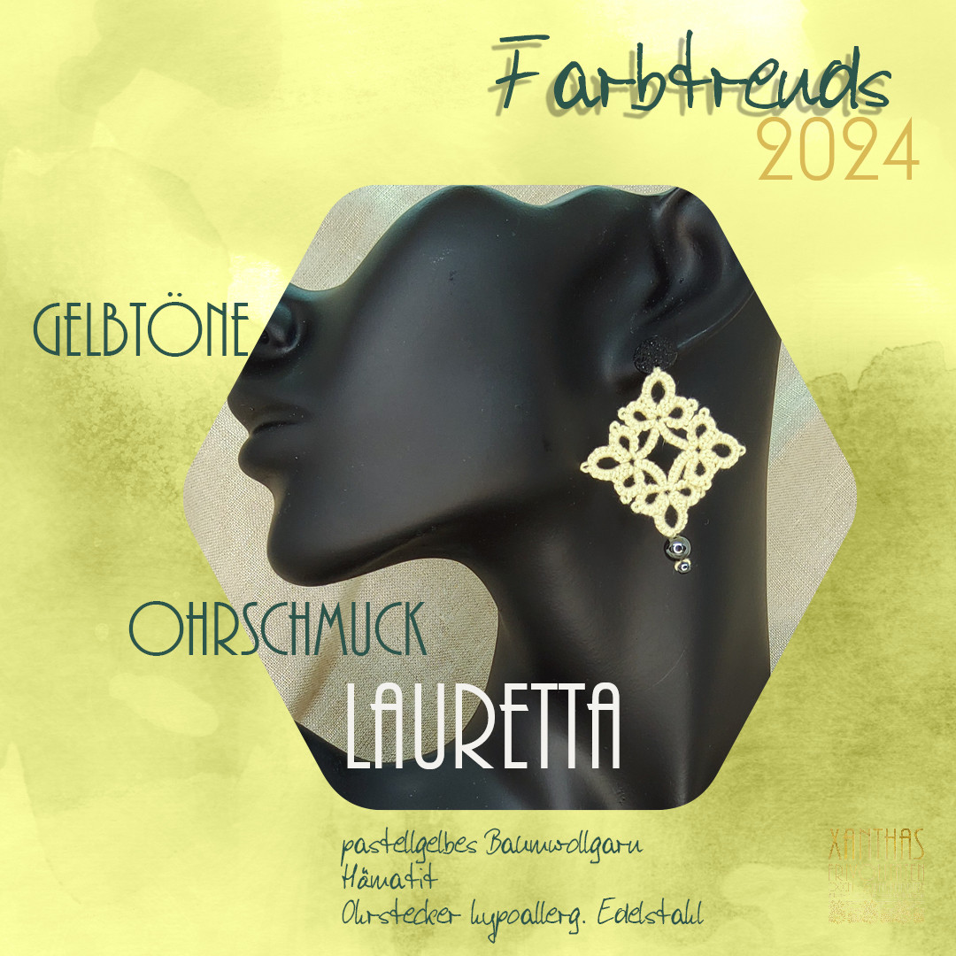 Ohrstecker Lauretta, pastellgelb m. Hämatit