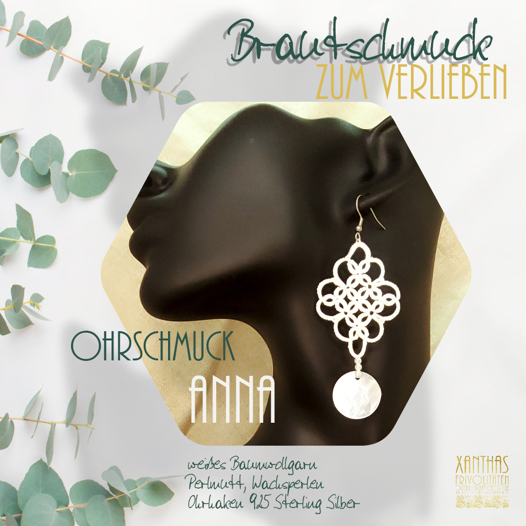 Ohrschmuck Anna, weiß mit Perlmuttscheibe