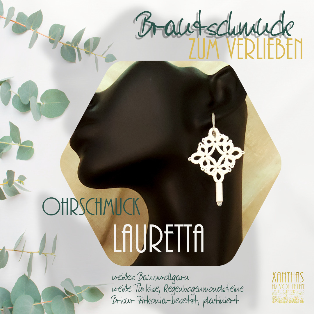 Ohrschmuck Lauretta, weiß m. Howlith, Regenbogenmondstein und Zirkonia