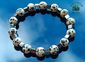 Hämatit 4mm - Dalmatiner Jaspis 8mm Armband