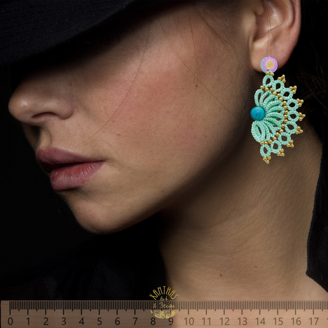 Ohrhänger Clio, mintgrün mit Türkis