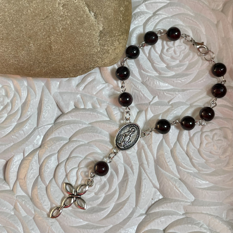 Auto Rosenkranz für Rückspiegel mit Granit Edelstein