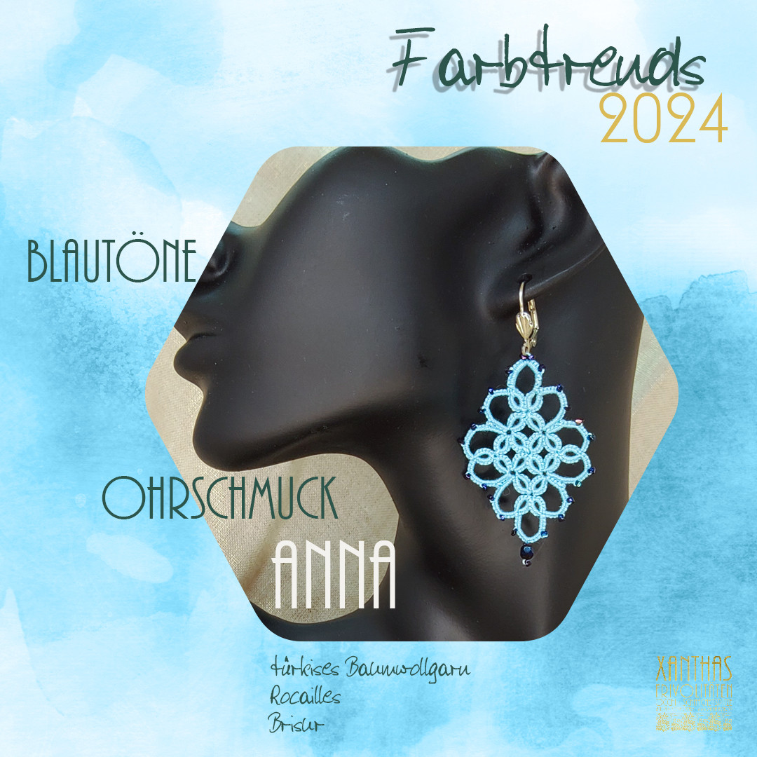 Ohrschmuck Anna, türkis m. dunkelblauen Glasschliffperlen