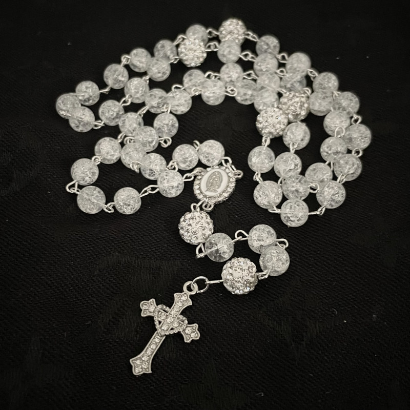 Rosenkranz mit Bergkristall  Edelstein