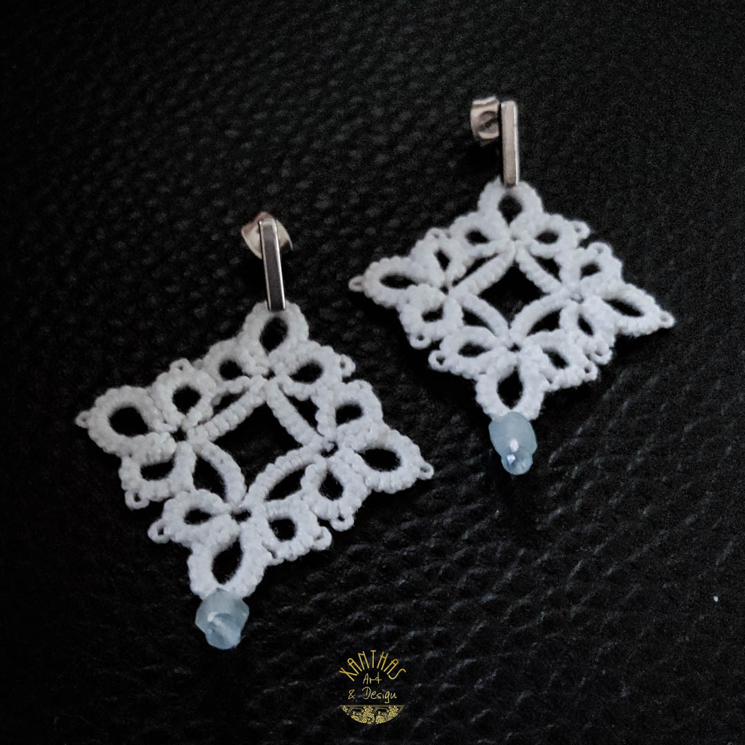 Ohrstecker Lauretta, weiß m. Aquamarinen