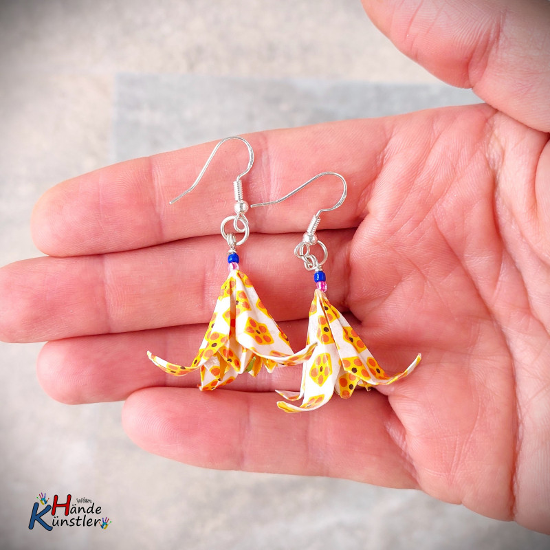 Origami-Ohrringe Glockenblumen