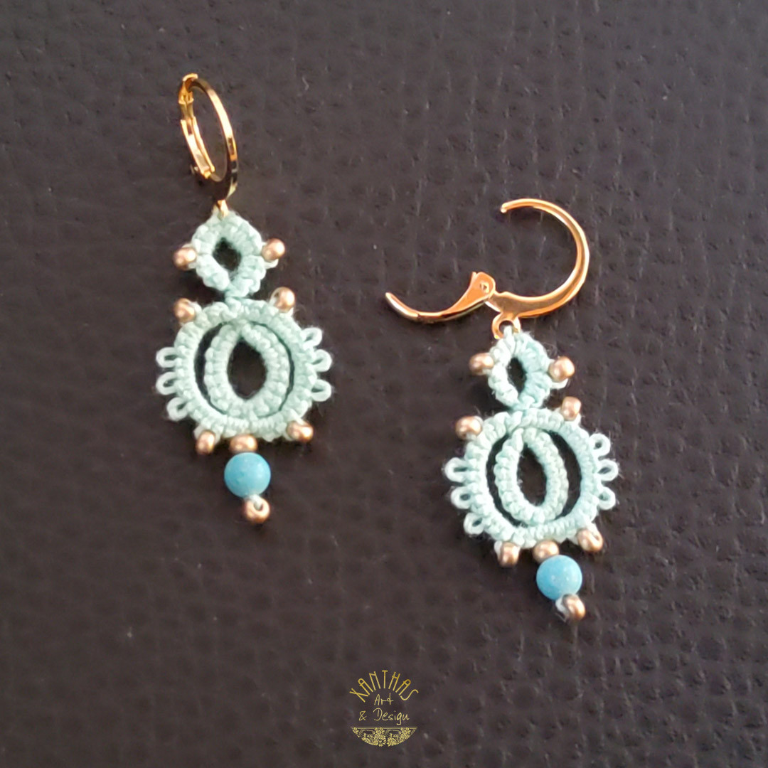 Ohrhänger Lina, mintgrün m. Türkis u. Rocailles