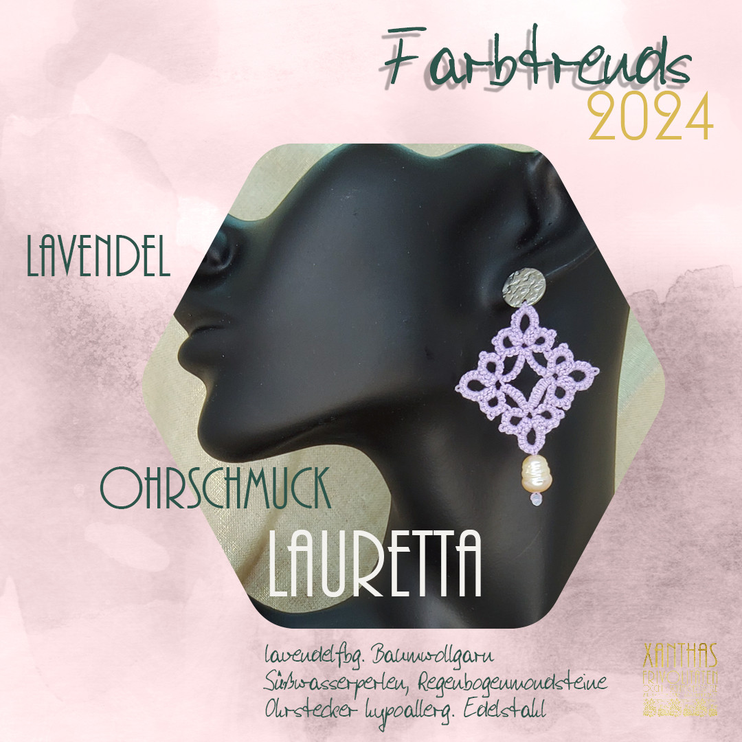 Ohrhänger Lauretta, lavendel m. Süßwasserperlen und Regenbogenmondstein