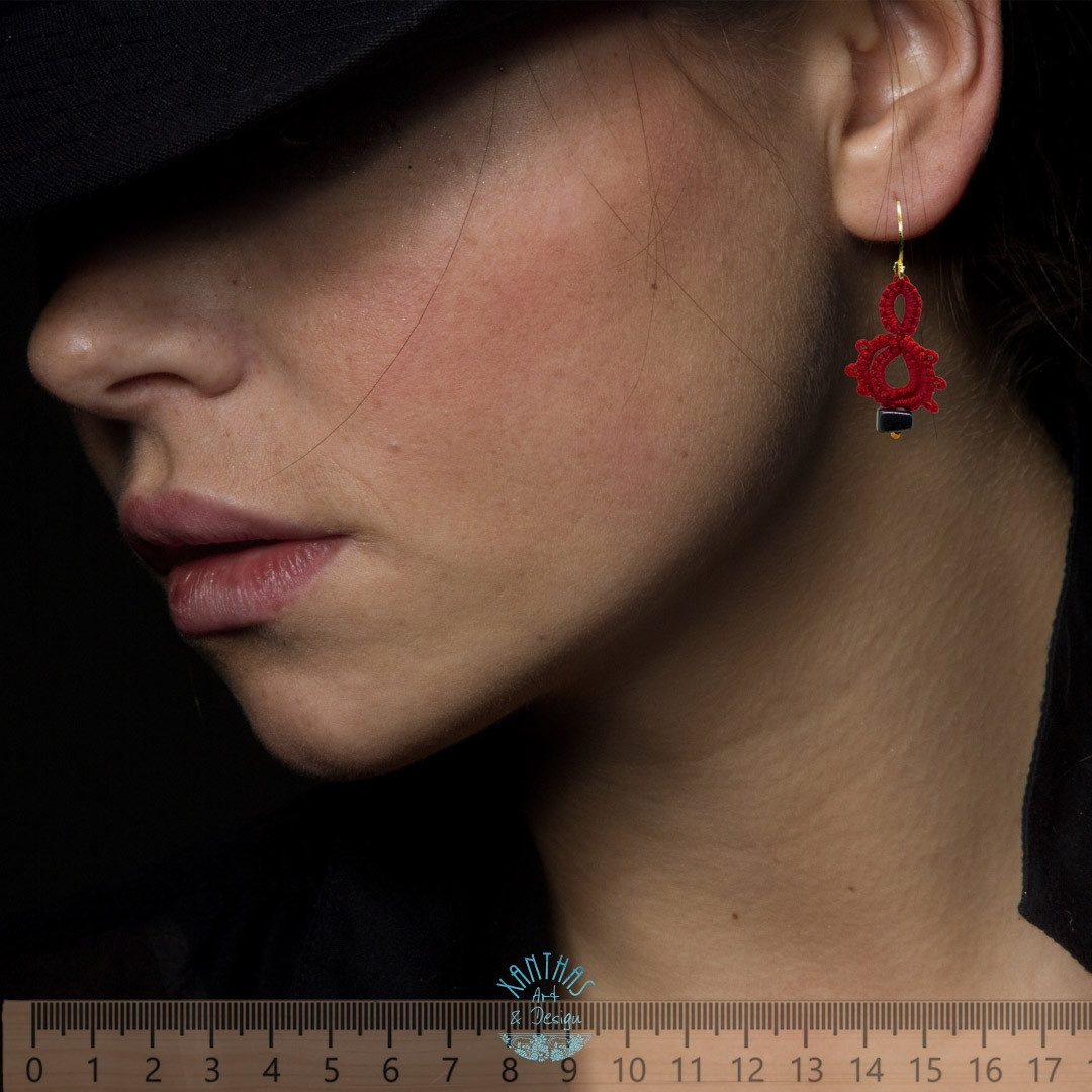 Ohrhänger Lina, bordeaux m. Hämatit u. Rocailles