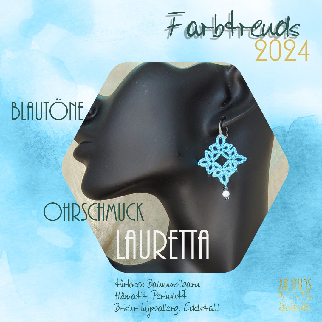 Ohrhänger Lauretta, türkis m. Hämatit und Perlmutt