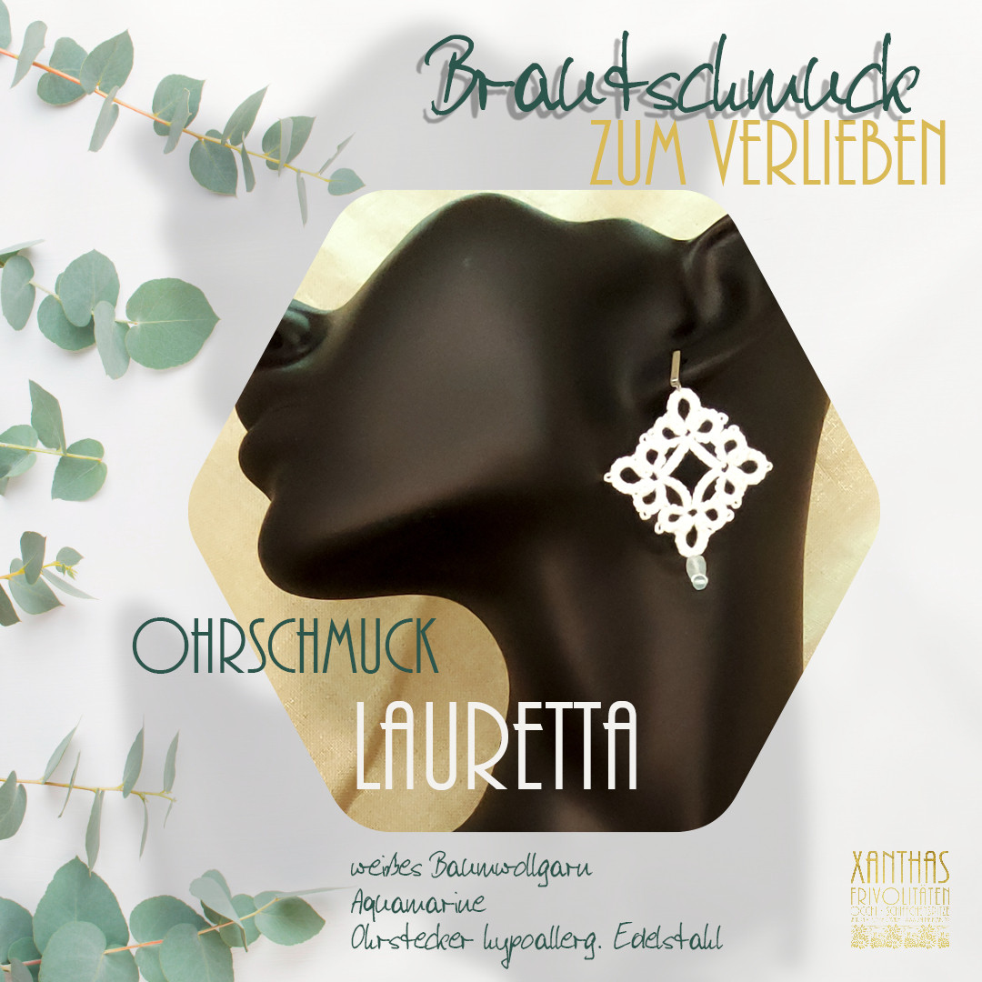 Ohrstecker Lauretta, weiß m. Aquamarinen
