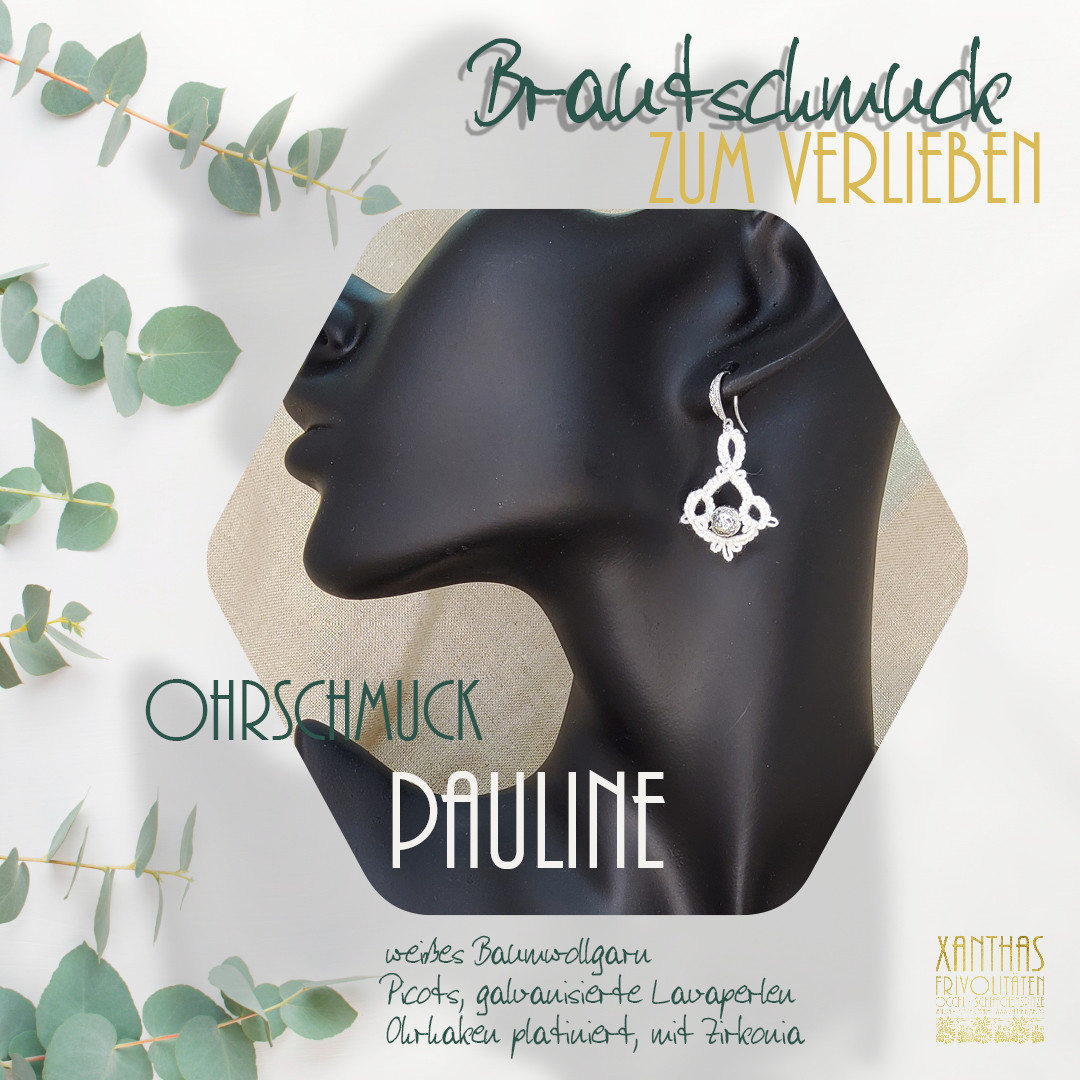 Ohrhänger Pauline, weiß m. galv. Lavaperlen