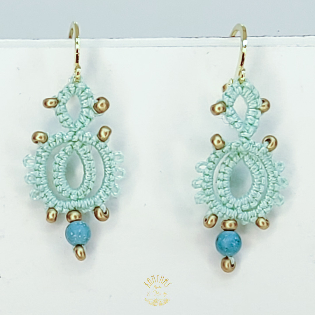 Ohrhänger Lina, mintgrün m. Türkis u. Rocailles