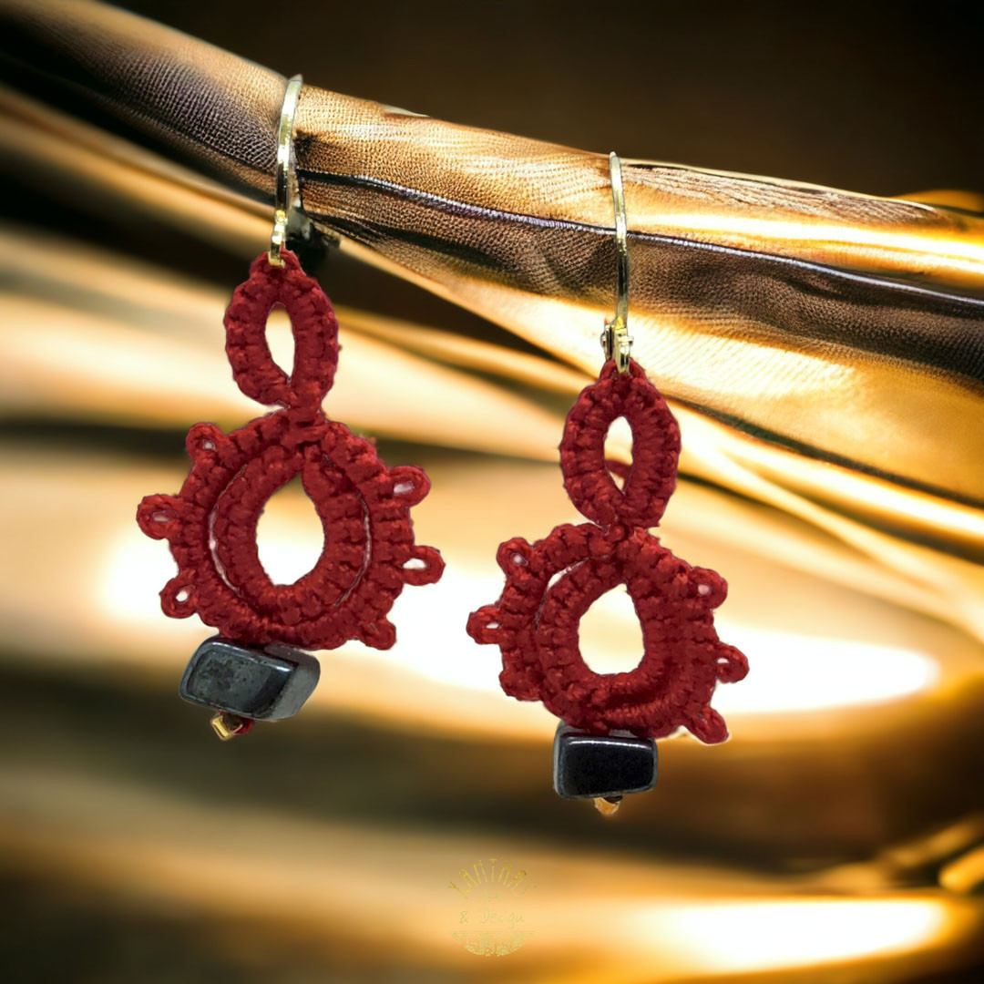 Ohrhänger Lina, bordeaux m. Hämatit u. Rocailles