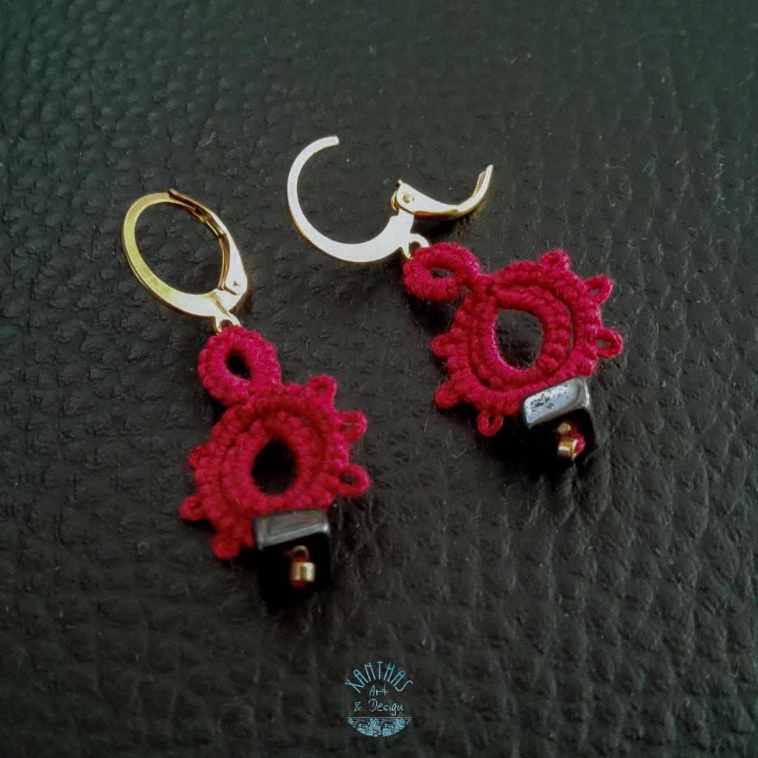 Ohrhänger Lina, bordeaux m. Hämatit u. Rocailles