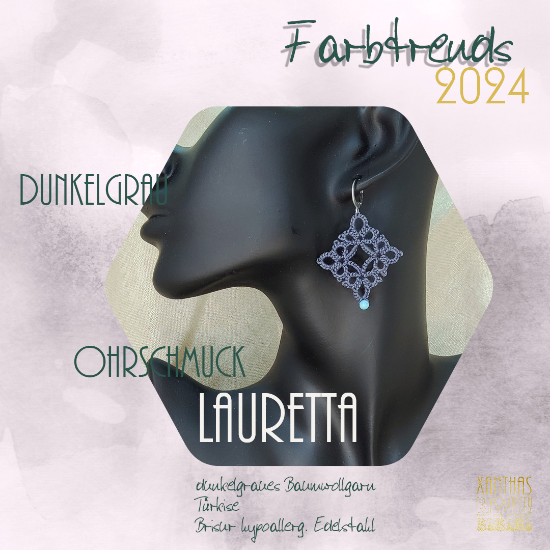 Ohrhänger Lauretta, dunkelgrau m. Türkis